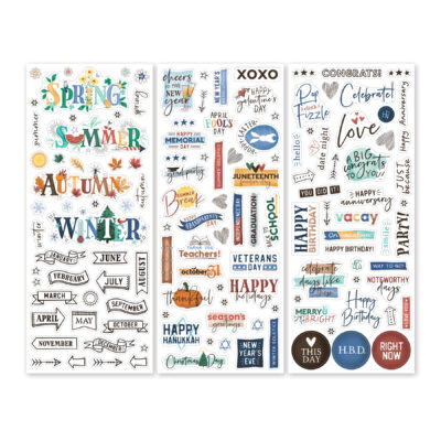 Noteworthy Days Clear Title Stickers (3/pk)
